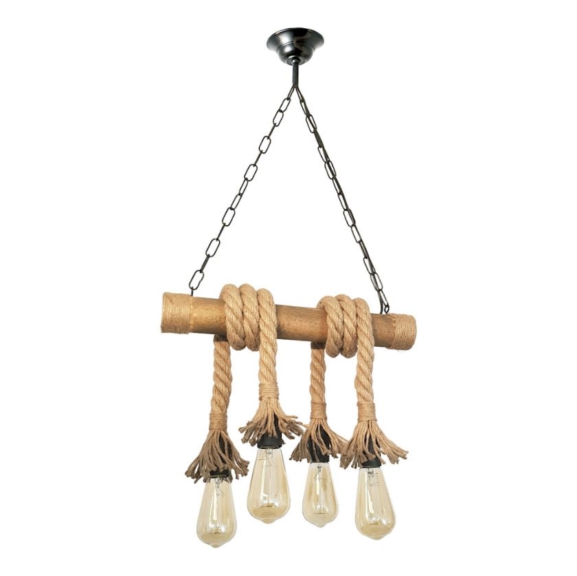 Suspension chaîne KOS 4xE27/60W/230V hêtre