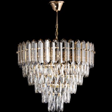 Suspension chaîne LED 9xE27/60W/230V + 6xLED/6W d. 50 cm doré