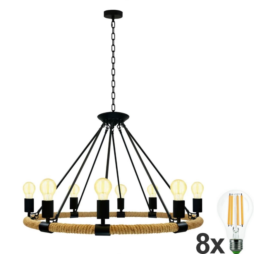 Suspension chaîne LED ROPE ARTHUR 8xE27/6W/230V