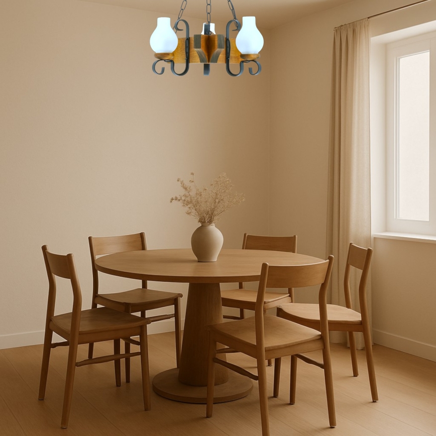 Suspension chaîne QUEEN 3xE14/40W/230V hêtre