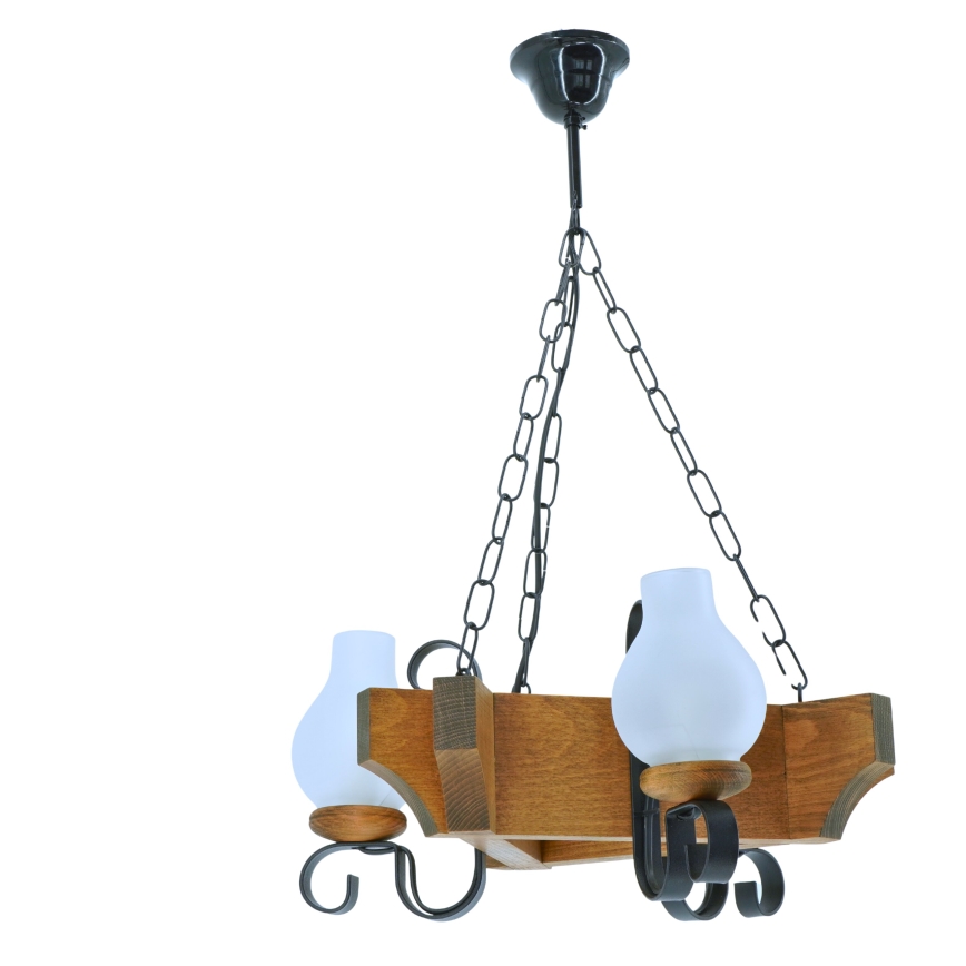 Suspension chaîne QUEEN 3xE14/40W/230V hêtre