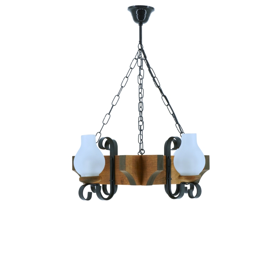 Suspension chaîne QUEEN 4xE14/40W/230V hêtre - FSC certifié