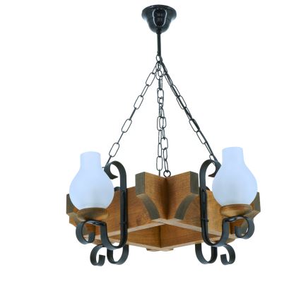 Suspension chaîne QUEEN 4xE14/40W/230V hêtre - FSC certifié