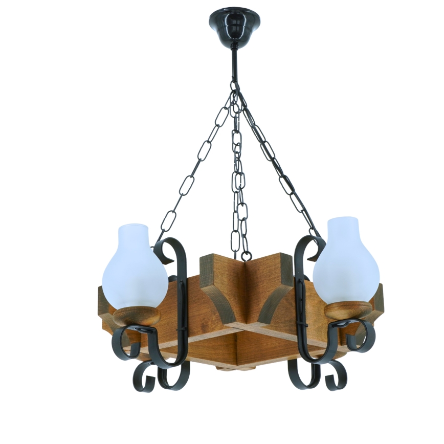 Suspension chaîne QUEEN 4xE14/40W/230V hêtre - FSC certifié