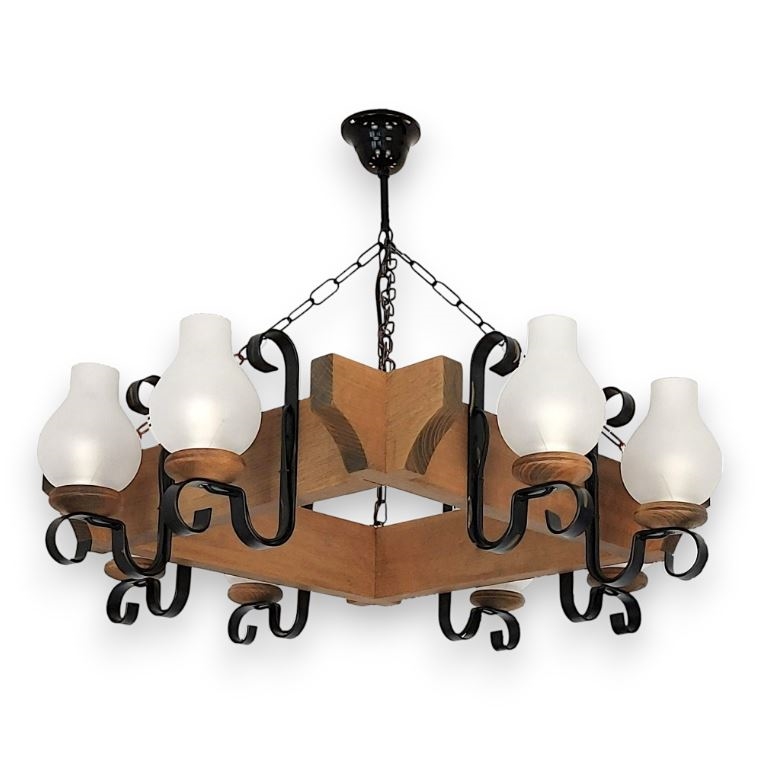 Suspension chaîne QUEEN 8xE14/40W/230V hêtre - FSC certifié