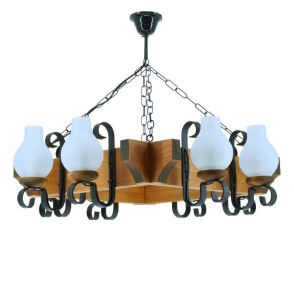 Suspension chaîne QUEEN 8xE14/40W/230V hêtre