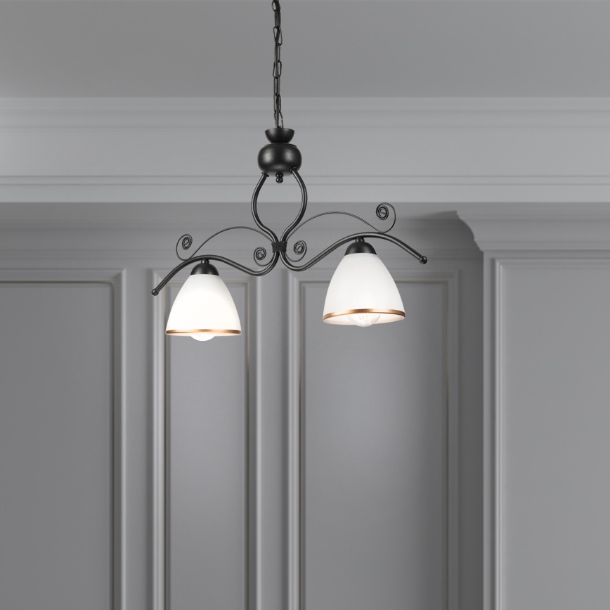 Suspension chaîne RETRO 2xE27/60W/230V noir