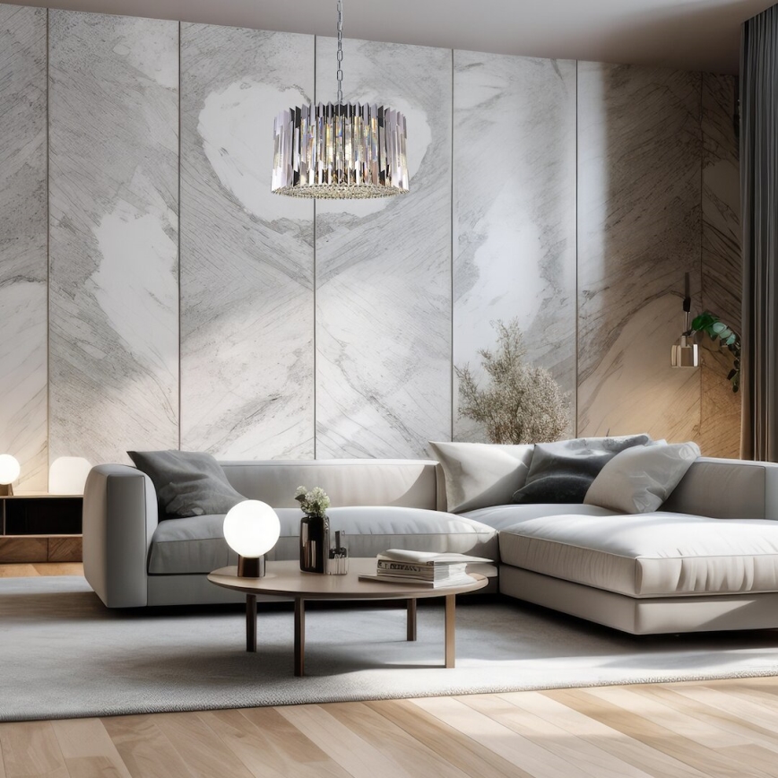 Suspension chaîne RITZ 12xE14/40W/230V d. 54 cm chrome brillant