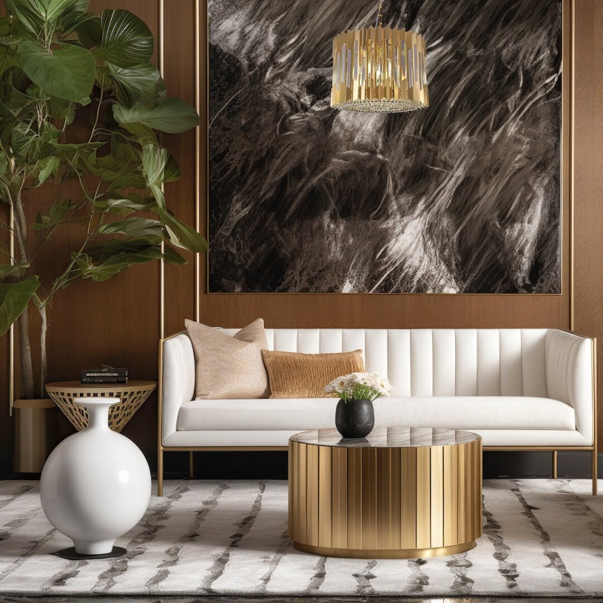 Suspension chaîne RITZ 7xE14/40W/230V d. 42 cm doré