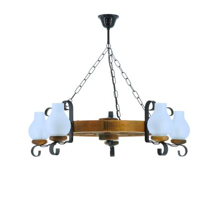 Suspension chaîne ROATA 5xE14/40W/230V d. 70 cm hêtre