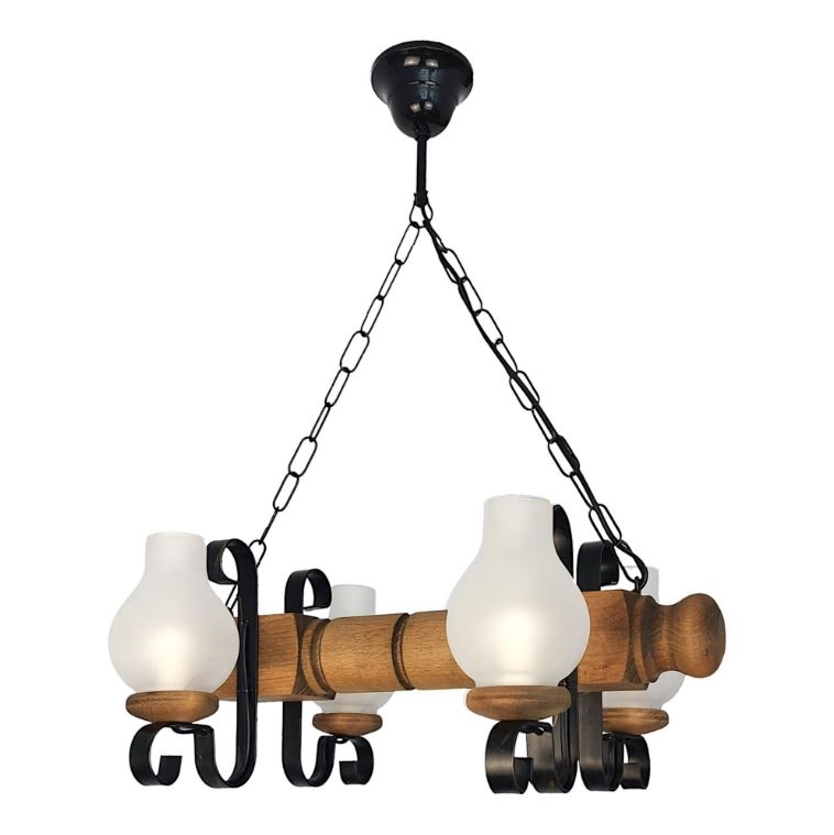 Suspension chaîne RUSTIC 4xE14/40W/230V hêtre