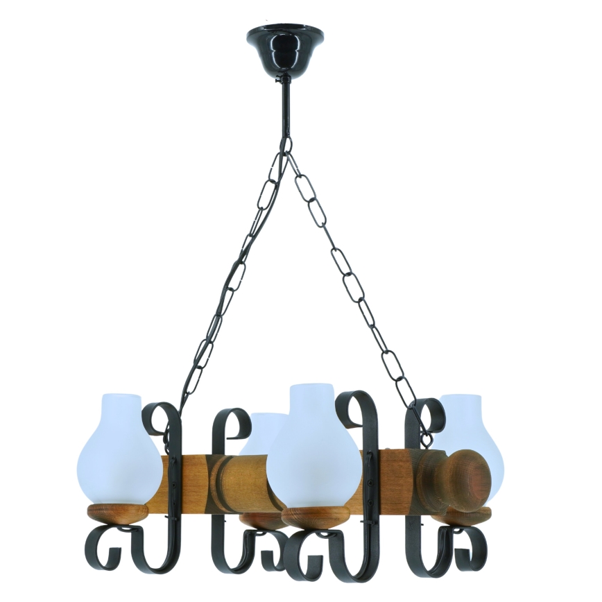 Suspension chaîne RUSTIC 4xE14/40W/230V hêtre