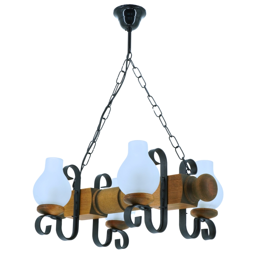 Suspension chaîne RUSTIC 4xE14/40W/230V hêtre