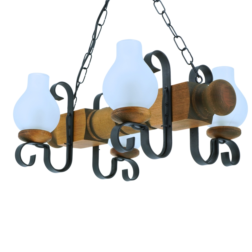 Suspension chaîne RUSTIC 4xE14/40W/230V hêtre