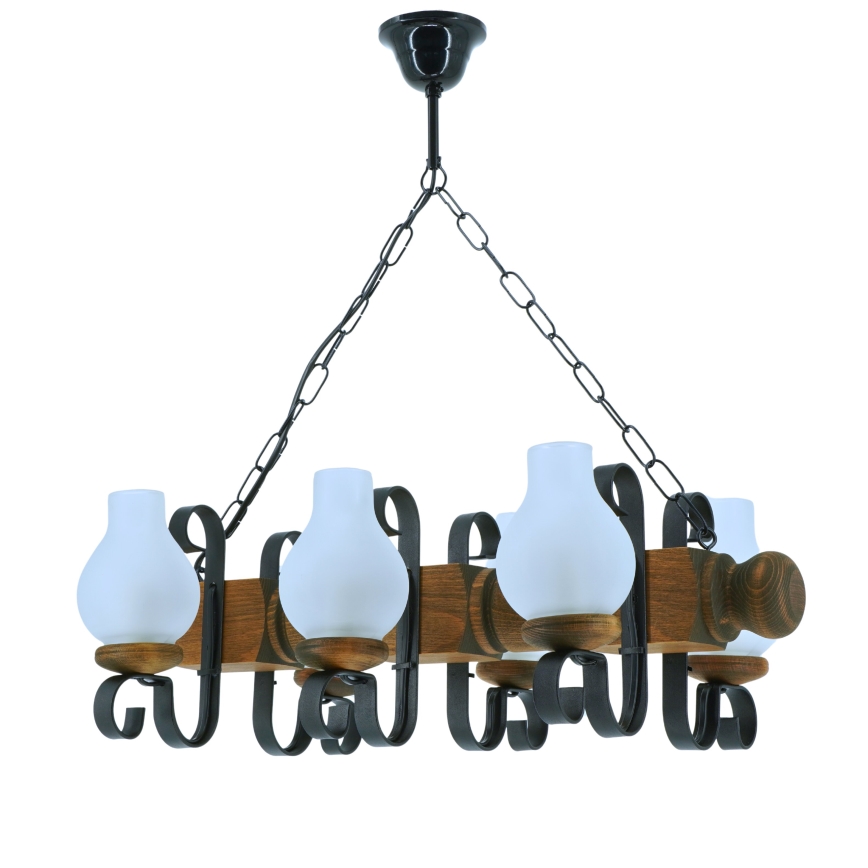 Suspension chaîne RUSTIC 6xE14/40W/230V hêtre