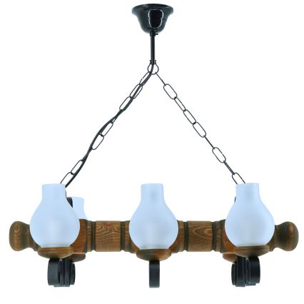 Suspension chaîne RUSTIC 6xE14/40W/230V hêtre