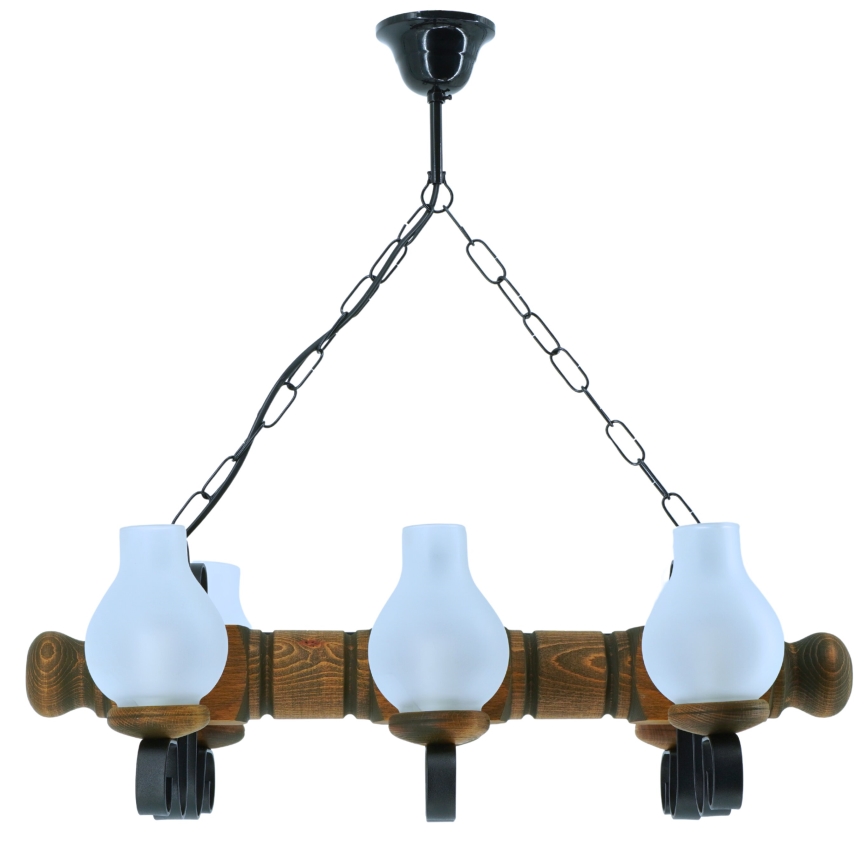 Suspension chaîne RUSTIC 6xE14/40W/230V hêtre