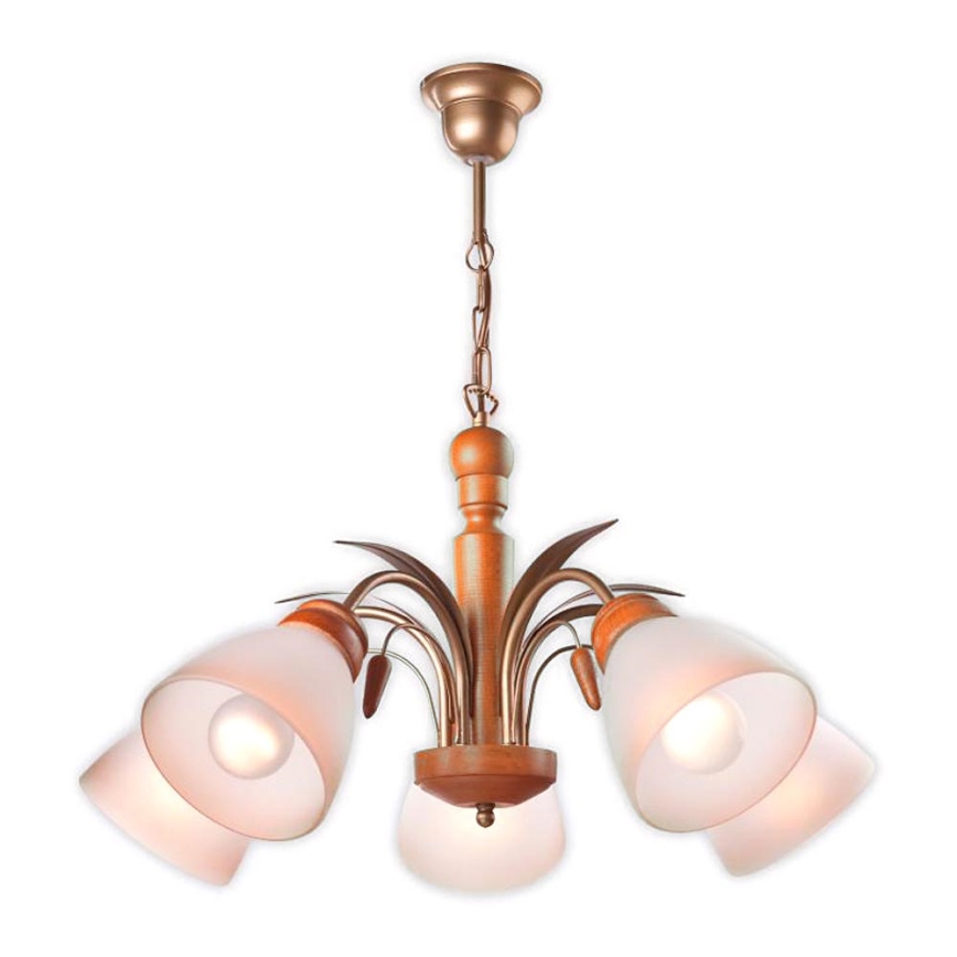 Suspension chaîne TULIPAN 5xE27/60W/230V hêtre