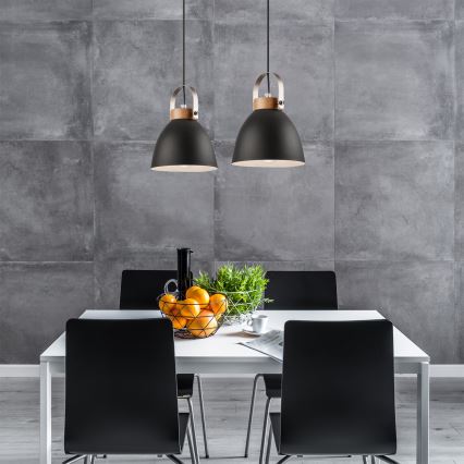 Suspension sur câble DANIELLE 2xE27/60W/230V hêtre