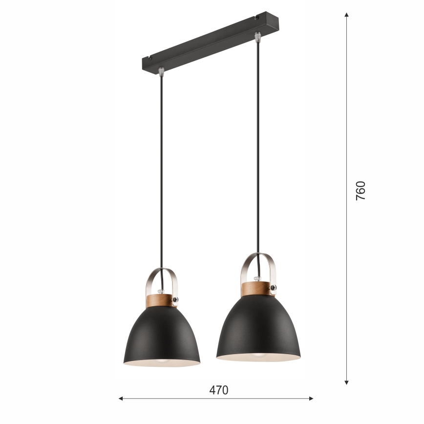 Suspension sur câble DANIELLE 2xE27/60W/230V hêtre