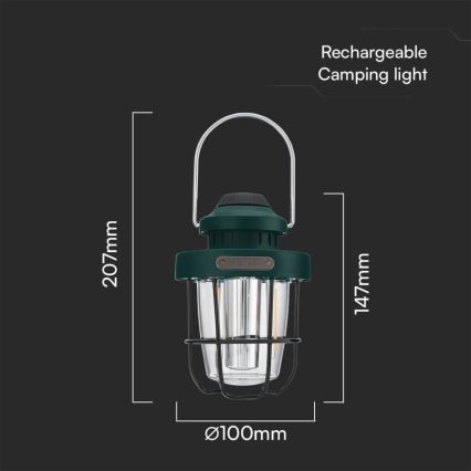 Suspension rechargeable d'extérieur à intensité variable LED/5W/5V 2700/6500K IP44