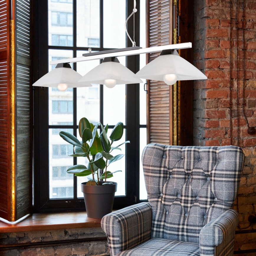 Suspension sur câble ELA 3xE27/60W/230V hêtre
