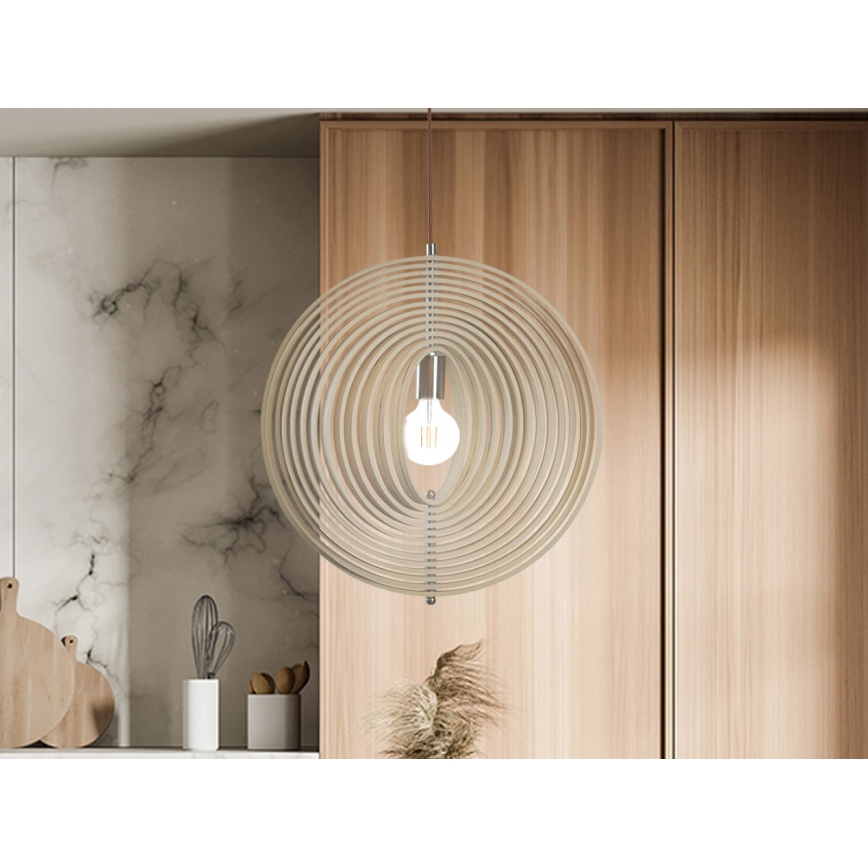 Suspension en bois sur câble 1xE27/60W/230V Ø 43,5 cm bois massif/placage/hêtre/hévéa