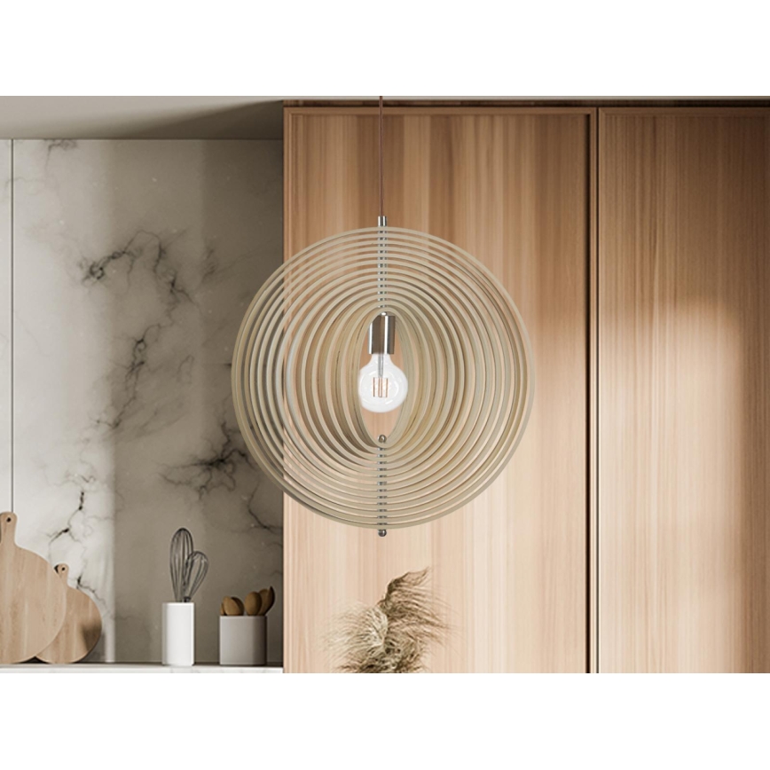 Suspension en bois sur câble 1xE27/60W/230V Ø 43,5 cm bois massif/placage/hêtre/hévéa