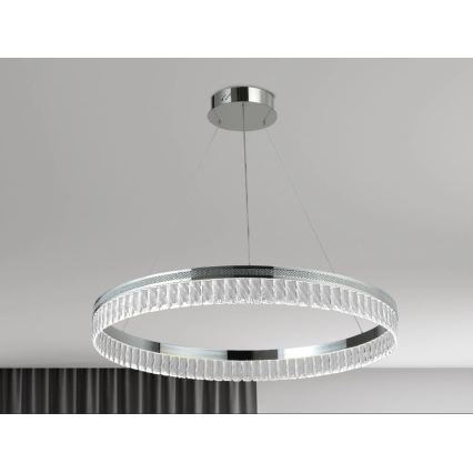 Lustre en cristal LED dimmable sur câble THALIA LED/55W/230V 3000-6000K Ø 80 cm + télécommande
