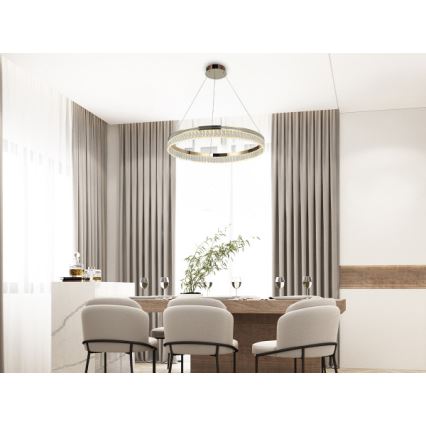 Lustre en cristal LED dimmable sur câble THALIA LED/55W/230V 3000–6000K Ø 80 cm + télécommande
