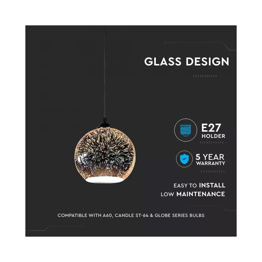 Suspension fil 3D 1xE27/60W/230V
