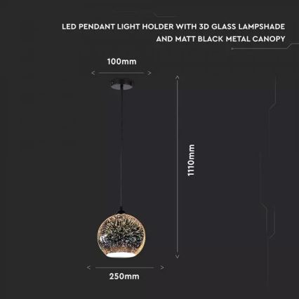 Suspension fil 3D 1xE27/60W/230V