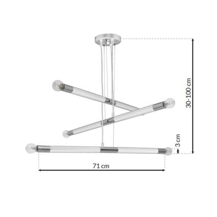 Suspension fil BASTONE BLANC 6xE14 / 40W / 230V