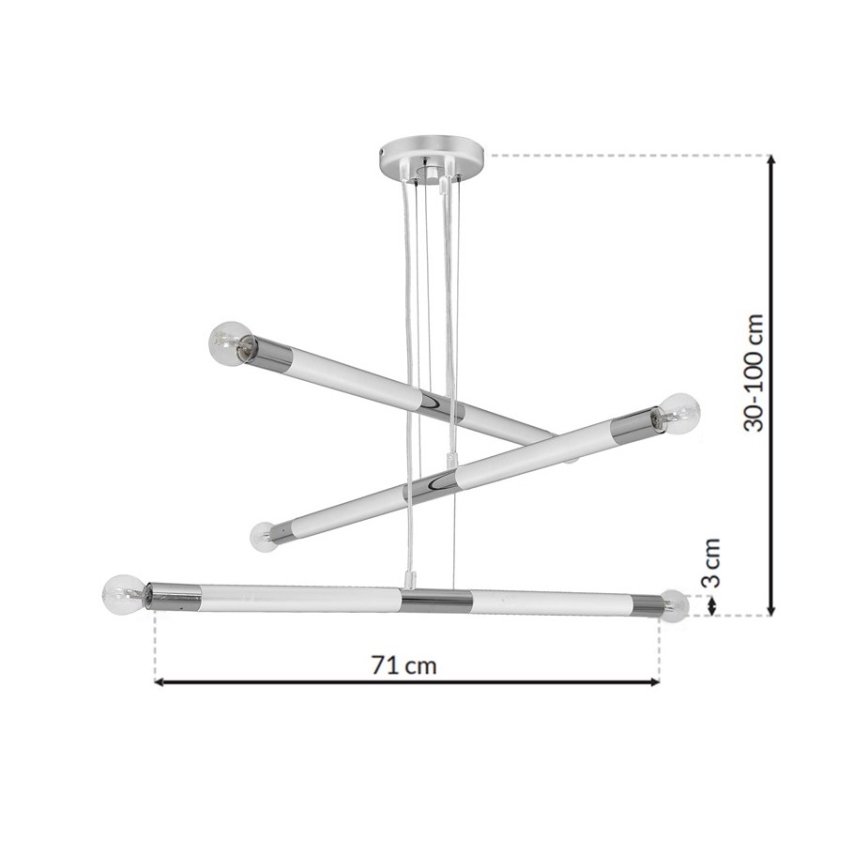 Suspension fil BASTONE BLANC 6xE14 / 40W / 230V