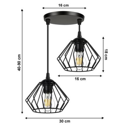 Suspension fil CEED 2xE27/60W/230V