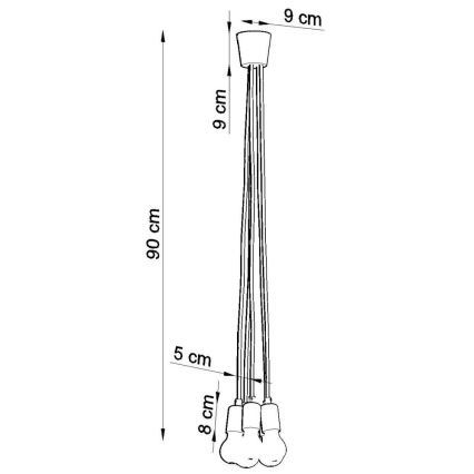 Suspension fil DIEGO 5xE27/60W/230V