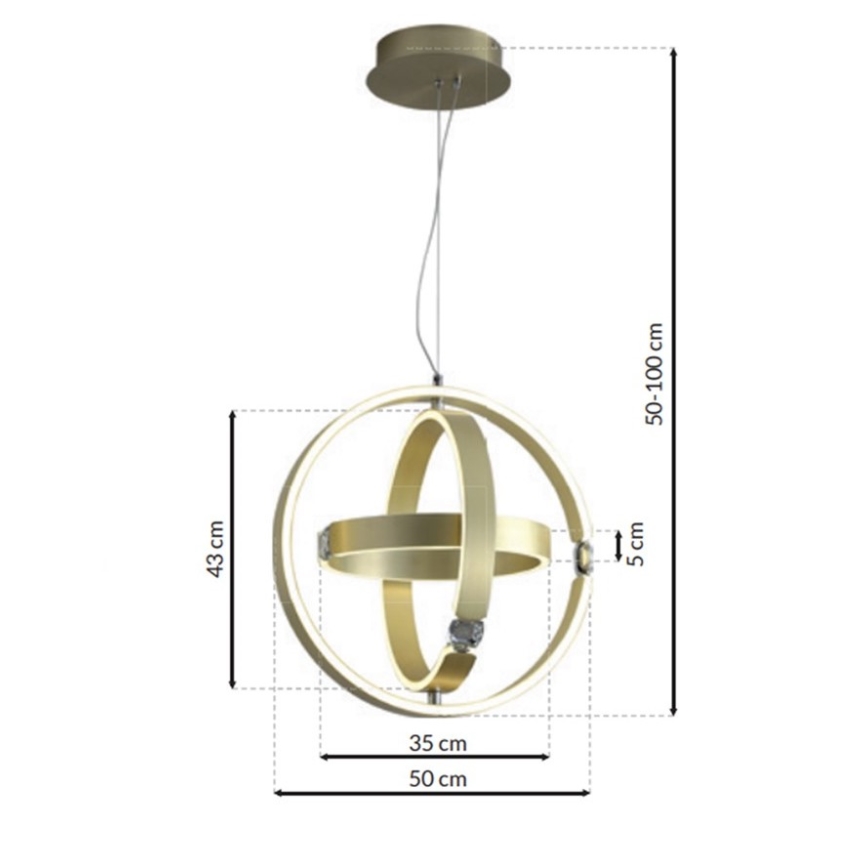 Suspension fil en cristal SIRIUS LED/80W/230V