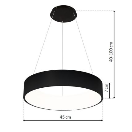 Suspension fil OHIO NOIR LED / 24W / 230V