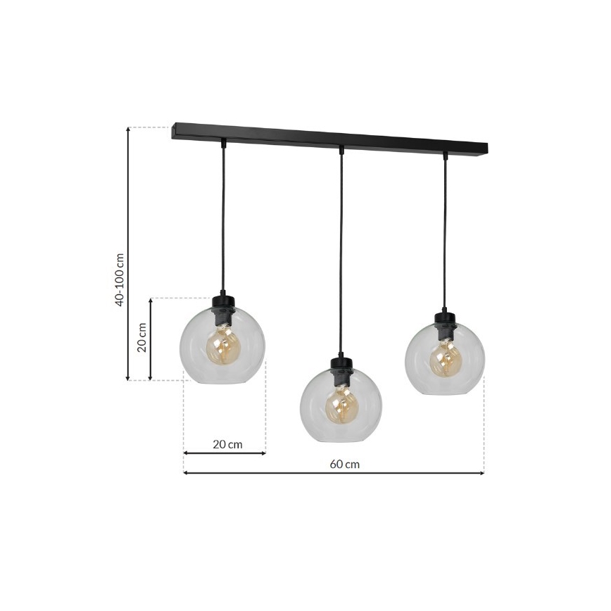 Suspension fil SOFIA 3xE27/60W/230V claire