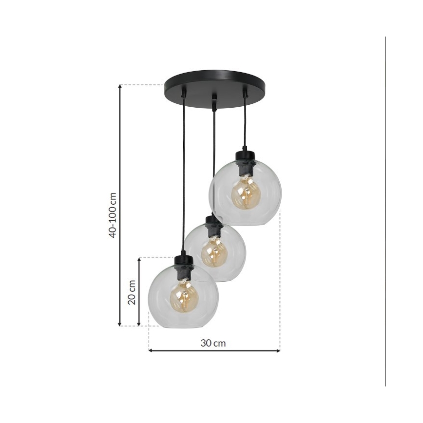 Suspension fil SOFIA 3xE27/60W/230V claire