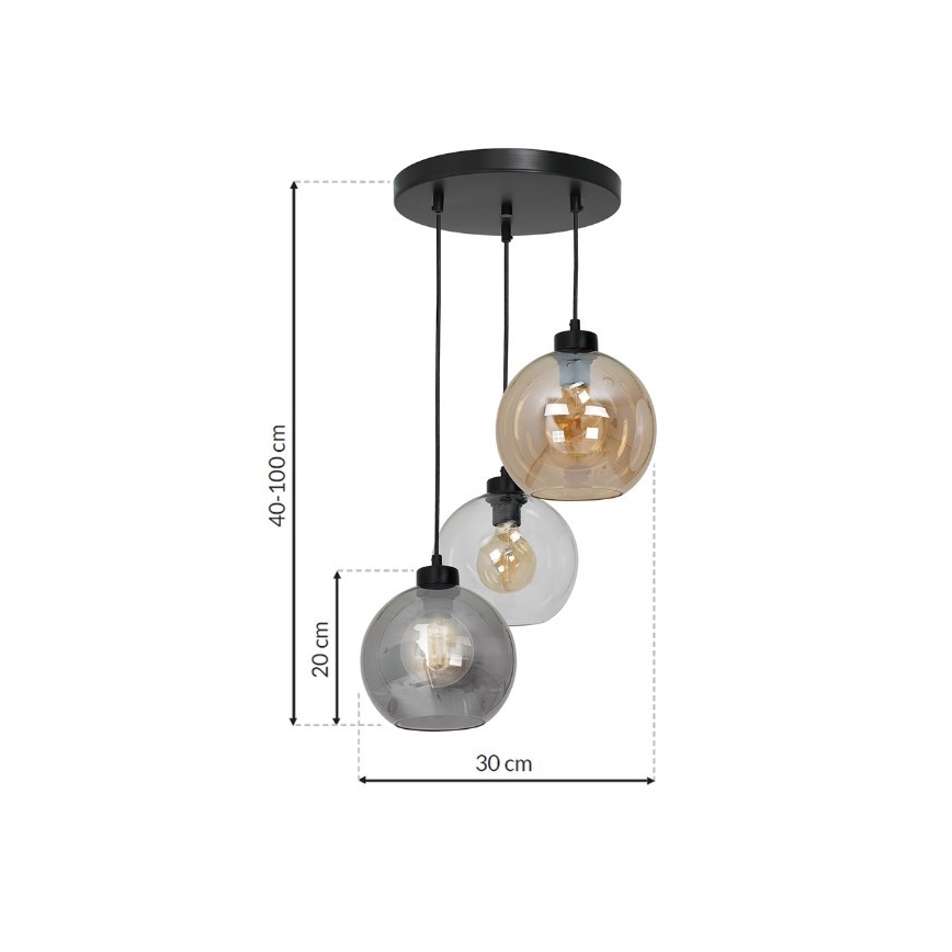 Suspension fil SOFIA 3xE27/60W/230V mix