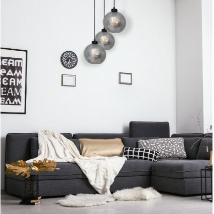 Suspension fil SOFIA 3xE27/60W/230V noir