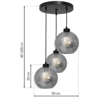 Suspension fil SOFIA 3xE27/60W/230V noir