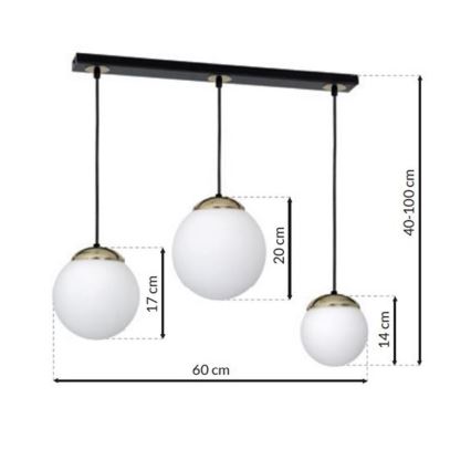 Suspension fil SPARTA 3xE14/40W/230V