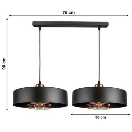 Suspension fil VEST 2xE27/60W/230V