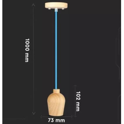 Suspension filaire 1xE27/60W/230V bleu