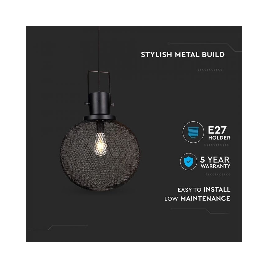 Suspension filaire 1xE27/60W/230V noir