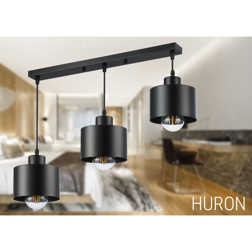Suspension filaire 3xE27/35W/230V noir