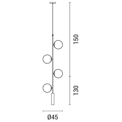 Suspension filaire 4xE27/10W/230V doré