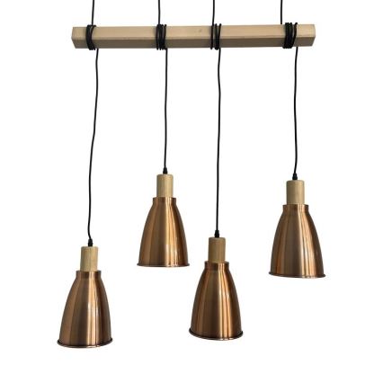 Suspension filaire 4xE27/60W/230V cuivre